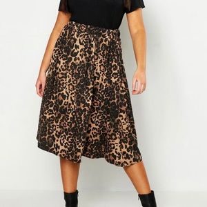 Plus Jersey Animal Print Midi Skater Skirt